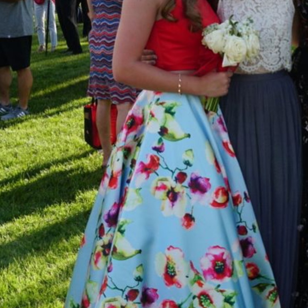 Two piece Floral prom dress